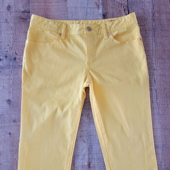 Tory Burch Cropped Slim Boot Dandelion Yellow Jeans 28 - Picture 4 of 16